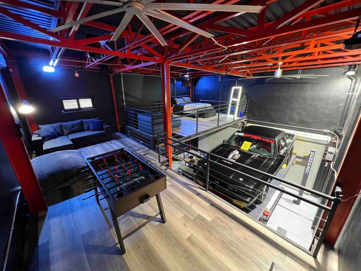 Full space — car lift, loft, entertainment areas